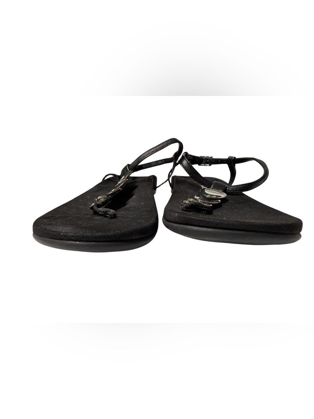 Vionic Black toe-post Thong Sandals with Silver Accents Size 8 - Picture 6 of 6
